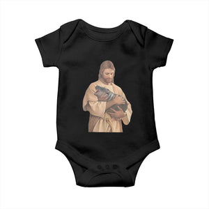 Jesus Loves Moo Deng Baby Onesie Bouncy Pig Cute Pygmy Hippo Meme TS02 Black Print Your Wear