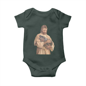 Jesus Loves Moo Deng Baby Onesie Bouncy Pig Cute Pygmy Hippo Meme TS02 Print Your Wear