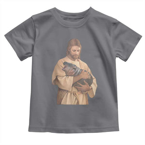 Jesus Loves Moo Deng Baby Shirt Bouncy Pig Cute Pygmy Hippo Meme TS02 Charcoal Print Your Wear