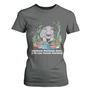 Baby Hippo Moo Deng T Shirt For Women Unbothered Bouncy Pig Meme Cute Viral TS02 Dark Heather Print Your Wear