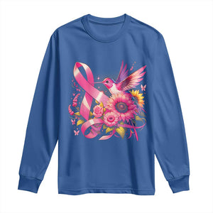 Breast Cancer Awareness Long Sleeve Shirt Hummingbird Pink Ribbon Support TS02 Royal Blue Print Your Wear