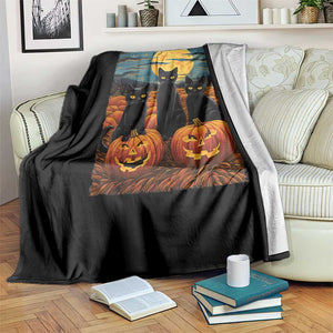 Black Cat Halloween Throw Blanket Starry Night Van Gogh Inspo TS02 Print Your Wear
