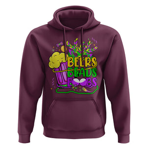 Funny Mardi Gras Hoodie Beer Beads Boobs New Orleans TS02 Maroon Printyourwear