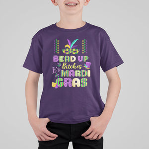 Funny Mardi Gras T Shirt For Kid Bead Up Bitches Festival Carnival Parade TS02 Purple Printyourwear