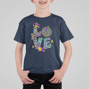 Mardi Gras T Shirt For Kid Love Mardi Gras Leopard Costume Carnival Parade TS02 Navy Printyourwear