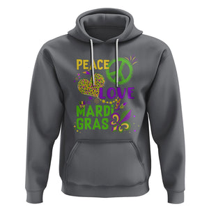 Peace Love Mardi Gras Hoodie Parade Costume Carnival TS02 Charcoal Printyourwear