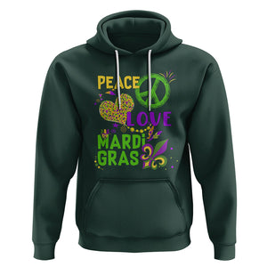 Peace Love Mardi Gras Hoodie Parade Costume Carnival TS02 Dark Forest Green Printyourwear