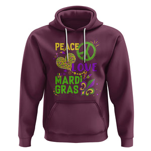 Peace Love Mardi Gras Hoodie Parade Costume Carnival TS02 Maroon Printyourwear