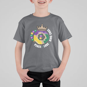 Mardi Gras T Shirt For Kid Peace Love King Cake Party Carnival Costume TS02 Charcoal Printyourwear