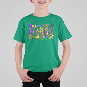 Mardi Gras Nurse T Shirt For Kid Carnival Costume Mask Beads Bling TS02 Irish Green Printyourwear