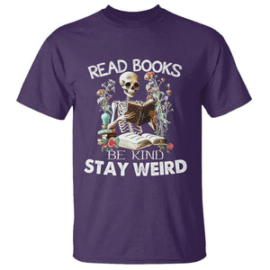 Reading Skeleton T Shirt Read Books Be Kind Stay Weird Funny Book Lover TS02 Purple Printyourwear