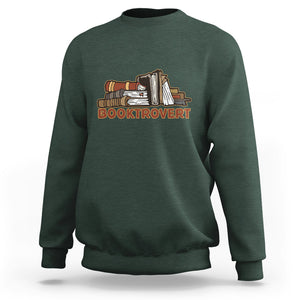 Funny Book Lover Sweatshirt Booktrovert Definition Books Reader Reading TS02 Dark Forest Green Printyourwear