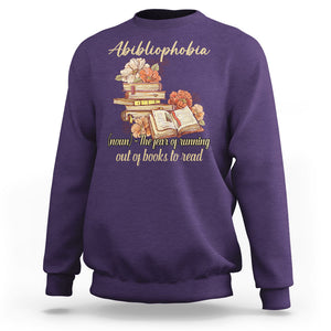 Funny Book Lover Sweatshirt Abibliophobia Definition The Fear Of Running Out Of Books Reading Nerd TS02 Purple Printyourwear