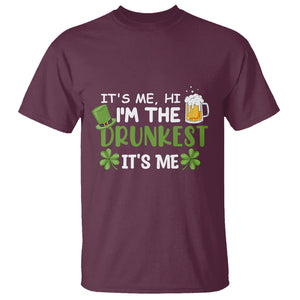 Funny St. Patricks Day Drinking T Shirt It's Me Hi I'm The Drunkest Beers Lovers TS02 Maroon Printyourwear
