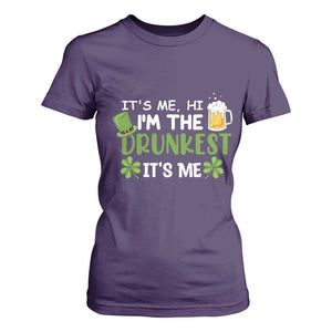 Funny St Patricks Day Drinking T Shirt For Women It's Me Hi I'm The Drunkest Beers Lovers TS02 Purple Print Your Wear