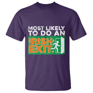 Funny St. Patricks Day T Shirt Most Likely To Do An Irish Exit TS02 Purple Printyourwear