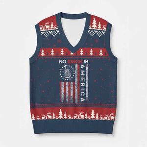 No Kings In America V-Neck Knit Sweater Vest Retro Freedom American Betsy Ross Flag TS02 Navy Red Print Your Wear