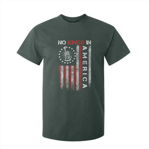 No Kings In America T Shirt For Kid Retro Freedom American Betsy Ross Flag TS02 Dark Forest Green Print Your Wear