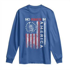 No Kings In America Long Sleeve Shirt Retro Freedom American Betsy Ross Flag TS02 Royal Blue Print Your Wear