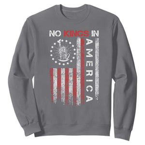 No Kings In America Sweatshirt Retro Freedom American Betsy Ross Flag TS02 Charcoal Print Your Wear