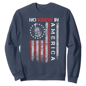 No Kings In America Sweatshirt Retro Freedom American Betsy Ross Flag TS02 Navy Print Your Wear