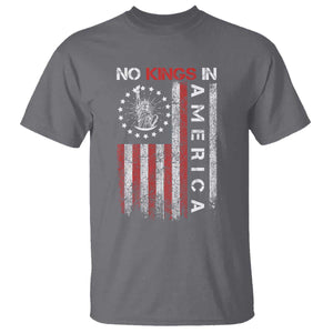 No Kings In America T Shirt Retro Freedom American Betsy Ross Flag TS02 Charcoal Print Your Wear