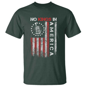 No Kings In America T Shirt Retro Freedom American Betsy Ross Flag TS02 Dark Forest Green Print Your Wear