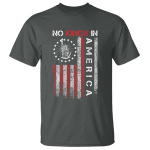 No Kings In America T Shirt Retro Freedom American Betsy Ross Flag TS02 Dark Heather Print Your Wear