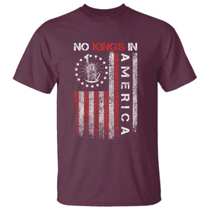No Kings In America T Shirt Retro Freedom American Betsy Ross Flag TS02 Maroon Print Your Wear