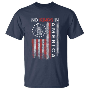 No Kings In America T Shirt Retro Freedom American Betsy Ross Flag TS02 Navy Print Your Wear