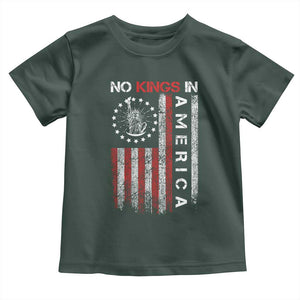 No Kings In America Toddler T Shirt Retro Freedom American Betsy Ross Flag TS02 Dark Forest Green Print Your Wear