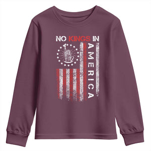 No Kings In America Youth Sweatshirt Retro Freedom American Betsy Ross Flag TS02 Maroon Print Your Wear