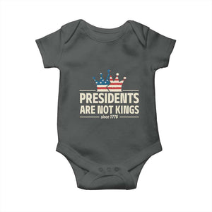 Presidents Are Not Kings Baby Onesie Since 1776 American Flag TS02 Dark Heather Print Your Wear