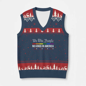 No Kings In America V-Neck Knit Sweater Vest We The People TS02 Navy Red Print Your Wear