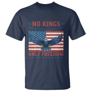 No Kings Only Freedom T Shirt American Flag Bald Eagle Retro Vintage TS02 Navy Print Your Wear