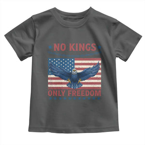 No Kings Only Freedom Toddler T Shirt American Flag Bald Eagle Retro Vintage TS02 Dark Heather Print Your Wear