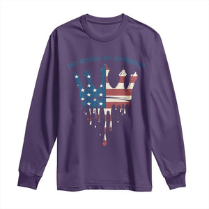 No Kings In America Long Sleeve Shirt Dripping Crown TS02 Purple Print Your Wear