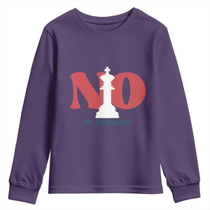 No Kings In America Chess Youth Sweatshirt White King TS02 Purple Print Your Wear