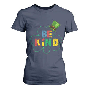 Lucky Shamrock Be Kind T Shirt For Women Autism Leprechaun St Patricks Day TS02 Navy Print Your Wear