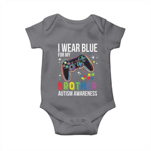 Autism Awareness Gamer Baby Onesie I Wear Blue for My Brother Video Game Family Support TS02 Charcoal Print Your Wear