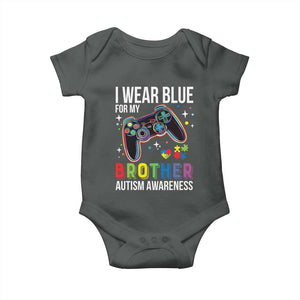Autism Awareness Gamer Baby Onesie I Wear Blue for My Brother Video Game Family Support TS02 Dark Heather Print Your Wear