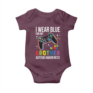 Autism Awareness Gamer Baby Onesie I Wear Blue for My Brother Video Game Family Support TS02 Maroon Print Your Wear