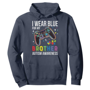 Autism Awareness Gamer Hoodie I Wear Blue for My Brother Video Game Family Support TS02 Navy Print Your Wear