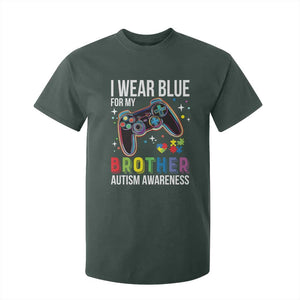 Autism Awareness Gamer T Shirt For Kid I Wear Blue for My Brother Video Game Family Support TS02 Dark Forest Green Print Your Wear
