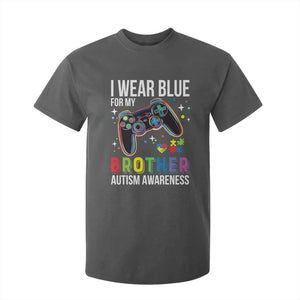Autism Awareness Gamer T Shirt For Kid I Wear Blue for My Brother Video Game Family Support TS02 Dark Heather Print Your Wear