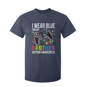 Autism Awareness Gamer T Shirt For Kid I Wear Blue for My Brother Video Game Family Support TS02 Navy Print Your Wear