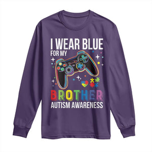 Autism Awareness Gamer Long Sleeve Shirt I Wear Blue for My Brother Video Game Family Support TS02 Purple Print Your Wear