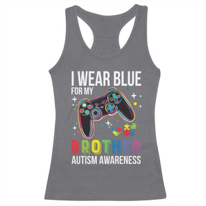 Autism Awareness Gamer Racerback Tank Top I Wear Blue for My Brother Video Game Family Support TS02 Charcoal Print Your Wear