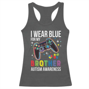 Autism Awareness Gamer Racerback Tank Top I Wear Blue for My Brother Video Game Family Support TS02 Dark Heather Print Your Wear