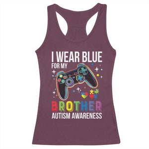 Autism Awareness Gamer Racerback Tank Top I Wear Blue for My Brother Video Game Family Support TS02 Maroon Print Your Wear